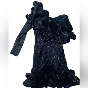 Black sexy sequin one shoulder Dress Sz sm